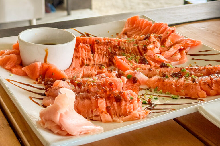 Salmon sashimi platter at Hook Wanaka
